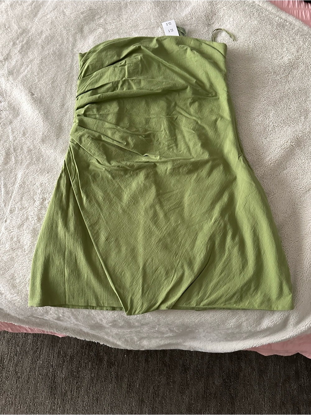 Abercrombie & Fitch Lime Green Strapless Pleated Mini Dress